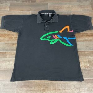 Greg Norman Shark Logo Golf Polo Shirt Wrap Around Design Vintage Neon 90s